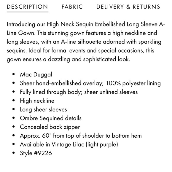 Mac Duggal Purple Sequin Long Sleeve Gown - Picture 5 of 5